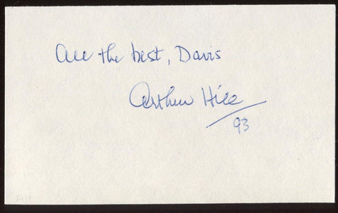 Arthur Hill Signed Index Card Signature Autographed AUTO