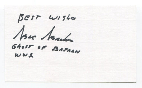 Abie Abraham Signed 3x5 Index Card Autographed Battle of Bataan WWII US Army