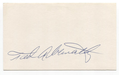 Ted Abernathy Signed 3x5 Index Card Baseball Autographed Washington Senators
