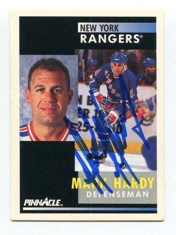 1991 Score Pinnacle Mark Hardy Signed Card Hockey Autograph AUTO #420 NY Rangers