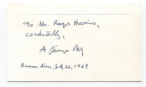 Alberto Gainza Paz Signed Card Autographed Signature Argentine Journalist