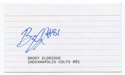 Brody Eldridge Signed 3x5 Index Card Autographed Signature Football Colts