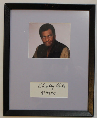 Charley Pride Vintage Signed Autograph Display Cut Signature Framed With Photo