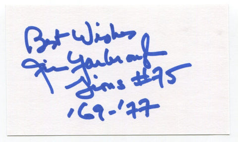Jim Yarbrough Signed 3x5 Index Card Autographed Football NFL Detroit Lions