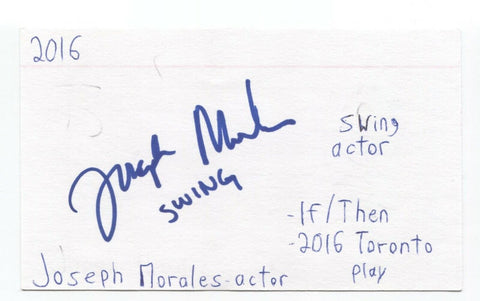 Joseph Morales Signed 3x5 Index Card Autographed Signature Actor HAMILTON