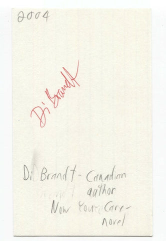 Di Brandt Signed 3x5 Index Card Autographed Signature Author Writer Poet
