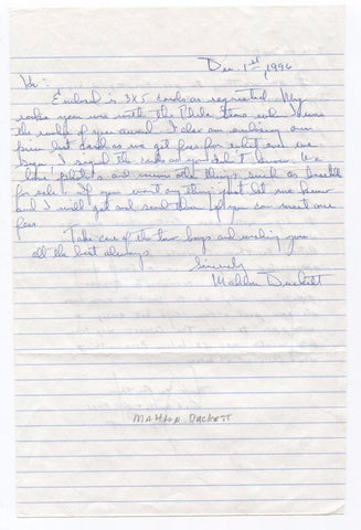 Mahlon Duckett Handwritten and Autographed Letter Negro League ALS signature