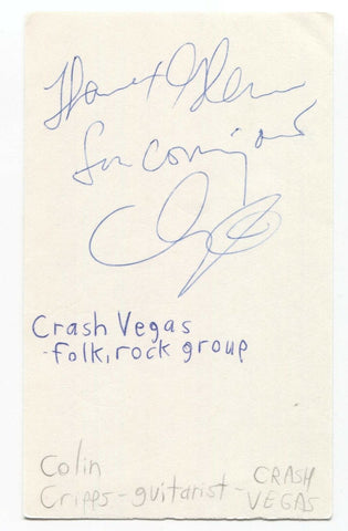 Crash Vegas - Colin Cripps Signed 3x5 Index Card Autographed Signature