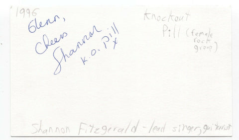 Knockout Pill - Shannon Fitzgerald Signed 3x5 Index Card Autographed Signature