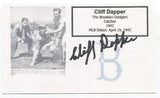 Cliff Dapper Signed 3x5 Index Card Autograph MLB Baseball 1942 Brooklyn Dodgers