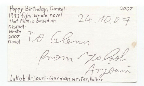 Jakob Arjouni Signed 3x5 Index Card Autographed Signature Author Writer