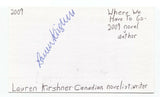 Lauren Kirshner Signed 3x5 Index Card Autographed Signature Author