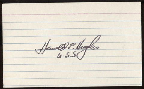 Harold E. Hughes Signed Index Card 3x5 Autographed Signature AUTO