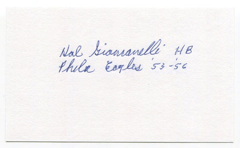 Hal Giancanelli Signed 3 x 5 Index Card Autographed NFL Football Eagles