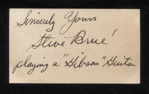 Steve Brue Signed Card 1933  Autographed Music Signature Playing a Gibson Guitar