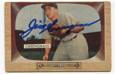 1955 Bowman Jim Greengrass Signed Baseball Card Autographed Cincinnati #49