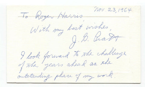 Joseph Gaither Pratt Signed Card Autographed Signature Psychologist ESP Ghosts