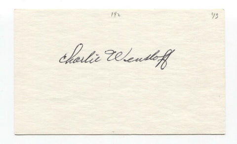 Charley "Butch" Wensloff Signed Index Card Autographed Baseball 1948 Indians