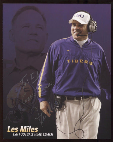 Les Miles Signed 8x10 Photo College NCAA Football Coach Autograph LSU