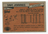1981 Topps Dave Jennings Signed Card Football Autographed #110