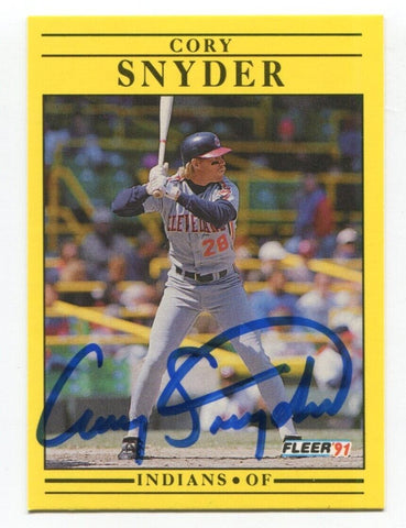 1991 Fleer Cory Snyder Signed Baseball Card Autographed AUTO #378