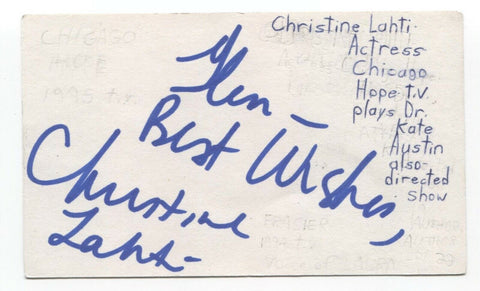 Christine Lahti Signed 3x5 Index Card Autographed Signature Actress Director