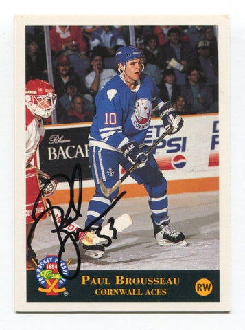 1994 Classic Pro Paul Brousseau Signed Card Hockey NHL Autograph AUTO #152