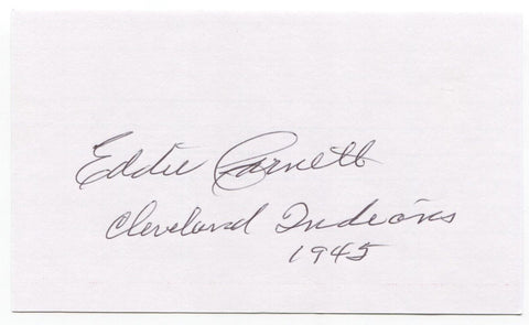 Eddie Carnett Signed 3x5 Index Card Baseball Autographed Signature Boston Braves