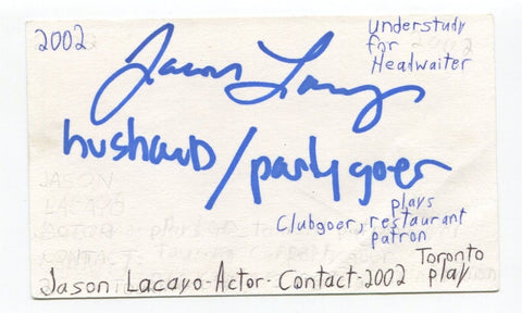 Jason Lacayo Signed 3x5 Index Card Autographed Actor The Producers