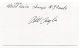 Bill Taylor Signed 3x5 Index Card Autograph Baseball NY Giants World Series 1954