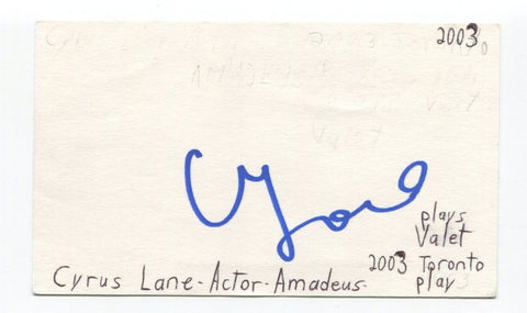 Cyrus Lane Signed 3x5 Index Card Autographed Actor Reign Murdoch Mysteries