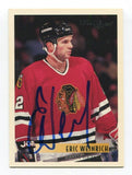 1994 Topps Premier Eric Weinrich Signed Card Hockey NHL AUTO #106 Blackhawks