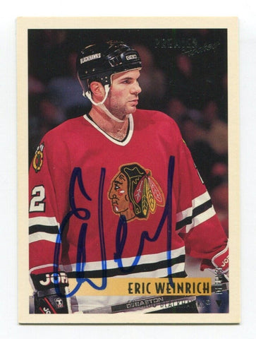 1994 Topps Premier Eric Weinrich Signed Card Hockey NHL AUTO #106 Blackhawks