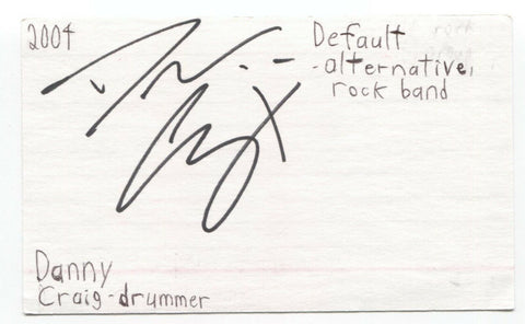 Danny Craig Signed 3x5 Index Card Autographed Signature Default Band Drummer