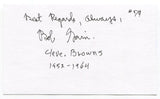 Bob Gain Signed 3x5 Index Card Autographed NFL Football Cleveland Browns