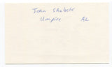 John Shulock Signed 3x5 Index Card Autographed MLB Baseball Umpire