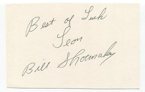 Bill Shoemaker Signed 4x6 Index Card Autographed Signature Racing Jockey