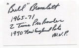 John "Bull" Bramlett Signed 3x5 Index Card Autographed Football Patriots MVP