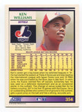 1992 Score Ken Williams Signed Card Baseball Autographed AUTO #354