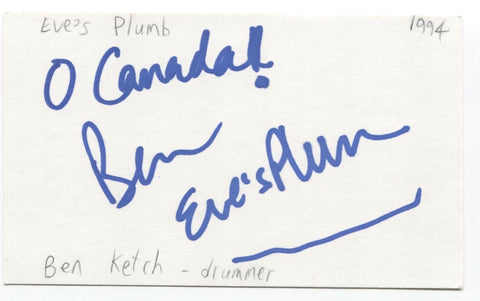Eves Plum - Ben Kotch Signed 3x5 Index Card Autographed Signature