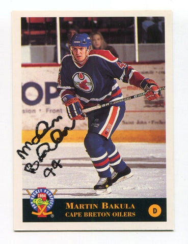 1994 Classic Pro Prospects Martin Bakula Signed Card Hockey Autograph AUTO #158