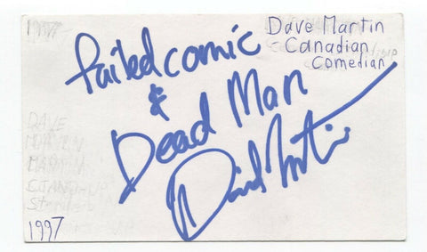 Dave Martin Signed 3x5 Index Card Autographed Signature Comedian Comic Actor