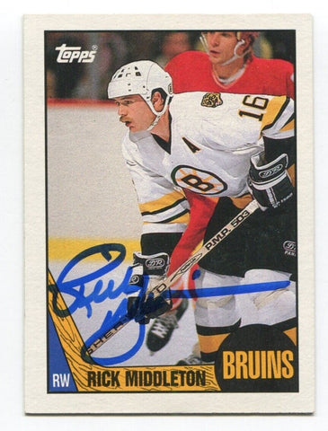 1987 Topps Rick Middleton Signed Card Hockey NHL AUTO #115 Boston Bruins