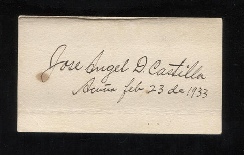 Jose "Cuate" Castilla Signed Card from 1933  Autographed Music Signature