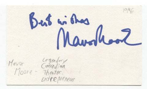 Mavor Moore Signed 3x5 Index Card Autographed Signature Actor Playwright