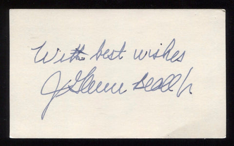 John Glenn Beall Jr. Signed 3x5 Index Card Autographed Signature Senator