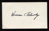 Herman Talmadge Signed 3x5 Index Card Autographed Signature Senator