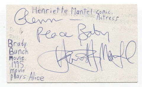 Henriette Mantel Signed 3x5 Index Card Autograph Signature Actress Writer