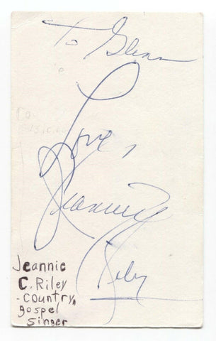 Jeannie C. Riley Signed 3x5 Index Card Autographed Signature Singer