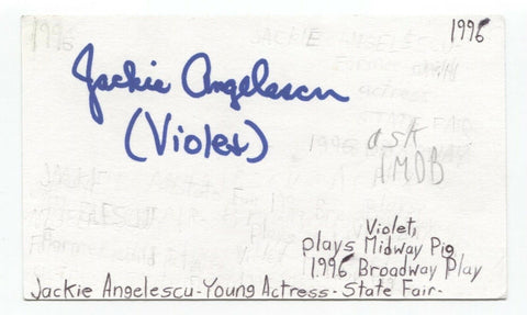 Jackie Angelescu Signed 3x5 Index Card Autographed Signature Actor